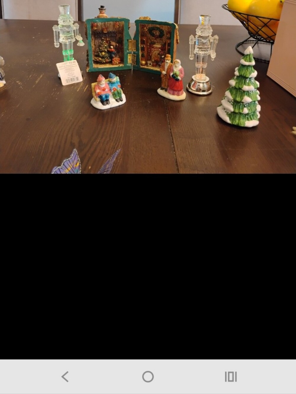 Mini Christmas Village Figurine Set - Green Tree & Holiday Scenes